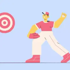Gracz w baseball celuje w tarczę, symbolizując drogę do tego, jak odnaleźć sens życia. Słońce świeci, dodając nadziei.