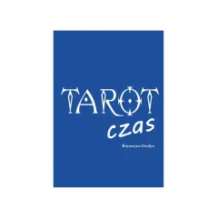 Okładka książki "Tarot czas" Katarzyny Goslyn. Białe napisy na granatowym tle.