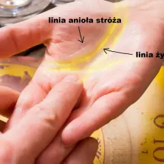 Linia anioła stróża na dłoni, obok linii życia, symbolizuje opiekę i wsparcie.