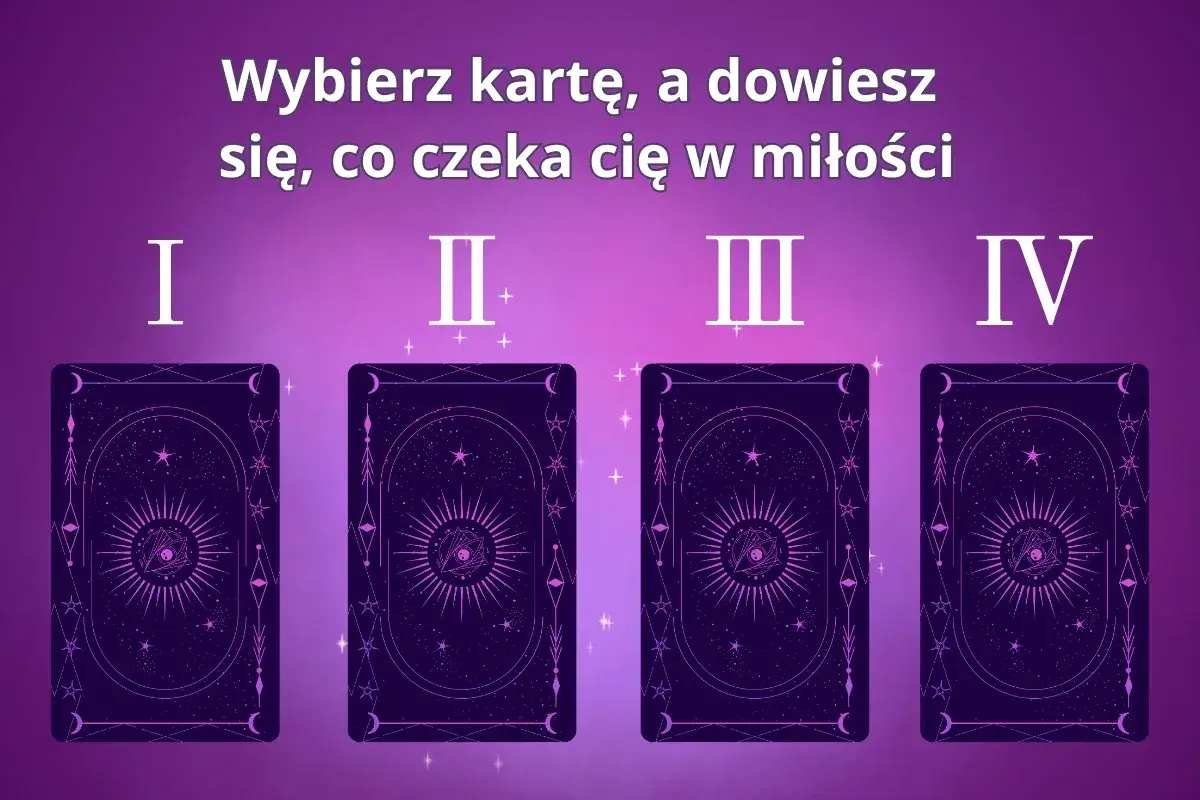 Kapłanka tarot zaprasza do wyboru karty, by odkryć przyszłość uczuć. Cztery tajemnicze karty z motywem oka i gwiazd czekają.